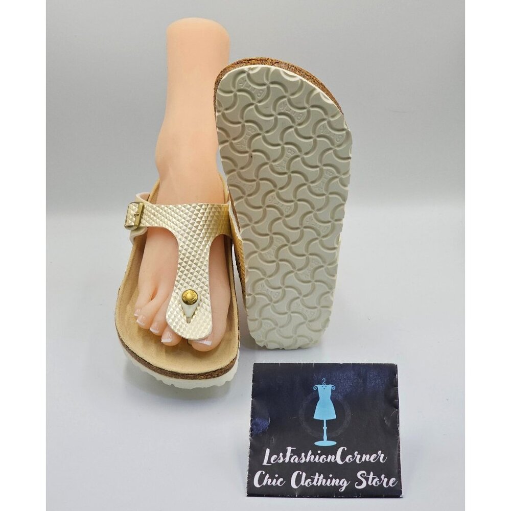 Papillio By Birkenstock Women's Gold Textured Thong Style Sandals Sz 7 (38) 2708 - Picture 3 of 16